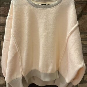 (NWOT) We The Free Sherpa Fleece Oversized Pullover Sweatshirt Cream Medium